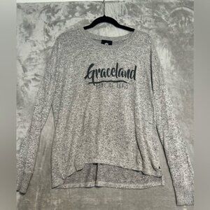 Graceland Elvis Presley Long Sleeve Top Women’s Grey Cozy